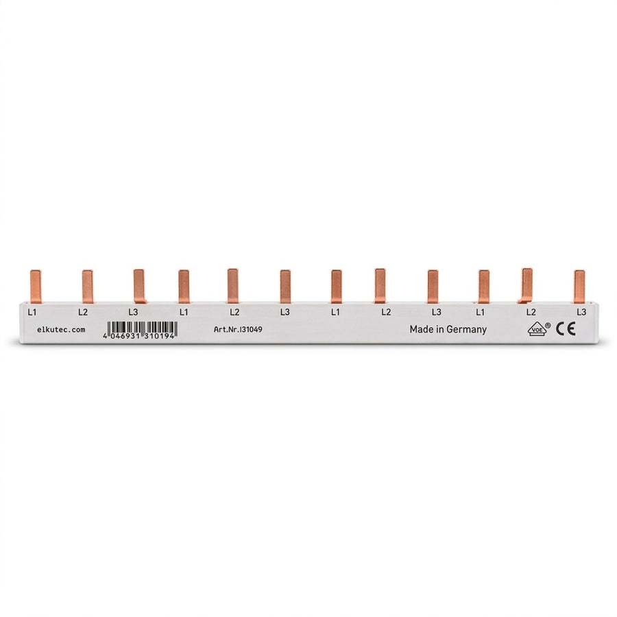 3-Phasen-Stiftschiene, 12 Module (12 TE), L1/L2/L3 – im Set enthalten