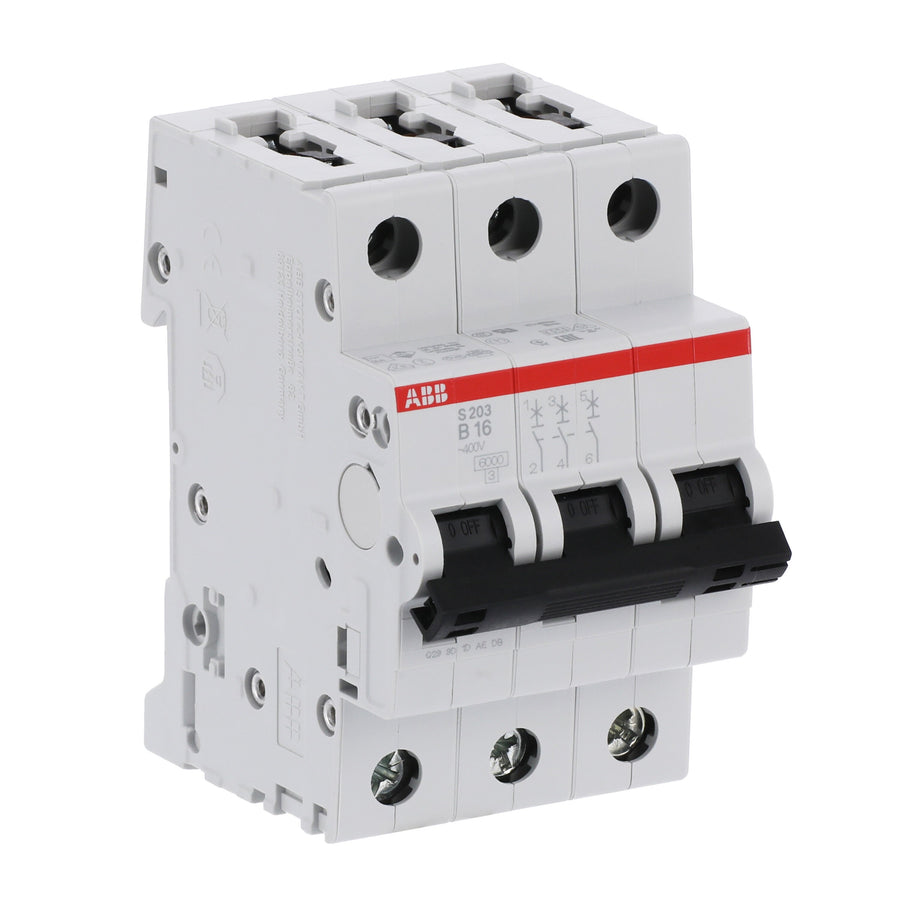 ABB Sicherungsautomat S203-B16, 3-polig, 16 A, B-Charakteristik, 3 TE breit