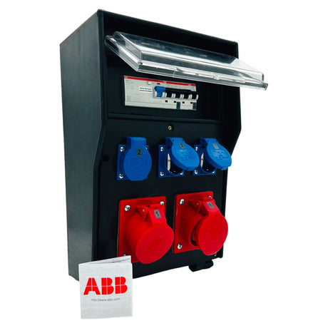 SANOS Vollgummiverteiler ABB/PCE - 2x CEE 16A und 3x Schukodosen mit FI | SAN023