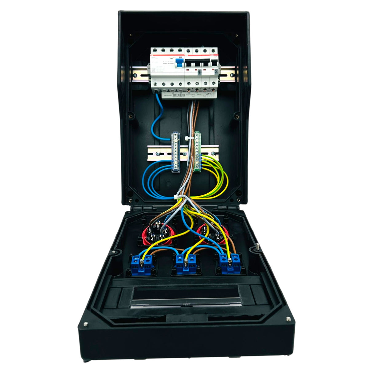 SANOS Vollgummiverteiler ABB/PCE - 2x CEE 16A und 3x Schukodosen mit FI | SAN023