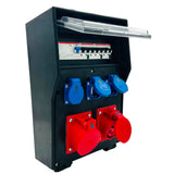 SANOS Vollgummiverteiler ABB/PCE - 1x CEE 32A 1x CEE 16A und 3x Schukodosen mit FI | SAN024