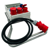 SANOS Standverteiler ABB/PCE - 1x CEE 32A 2x CEE 16A und 3x Schukodose mit FI & Zuleitung | SAN029