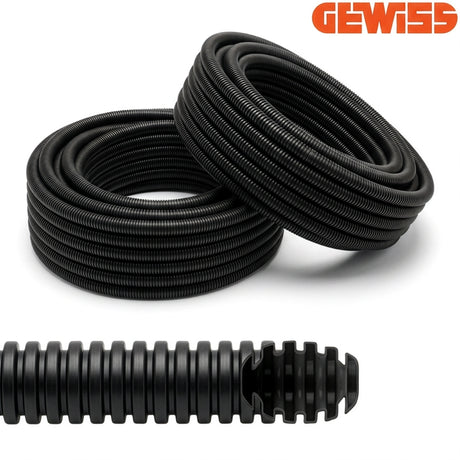 GEWISS Wellrohr FK15 ohne Einzughilfe, flexibles PVC-Leerrohr in schwarz