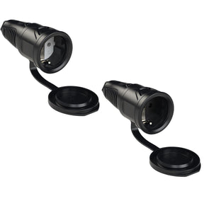 PCE Taurus Schuko-Kupplung IP54 mit Deckel am Band, schwarz, 16 A, 250 V, Typen 2511 und 2521