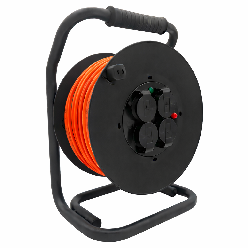 SANOS Kabeltrommel LED-Spannungsanzeige - Gummileitung PUR H07BQ-F 3G1,5mm² - 3G2,5mm² | 20 - 40 Meter | Made in Germany