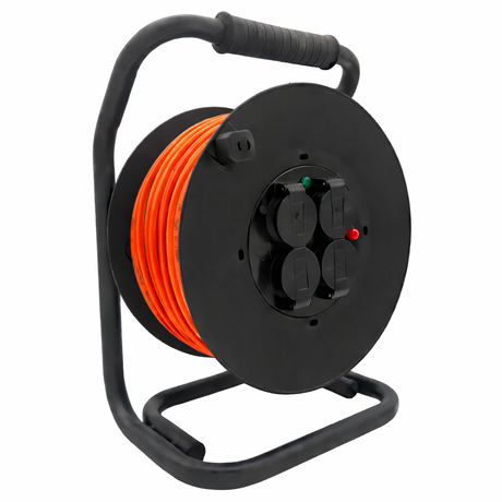 SANOS Kabeltrommel LED-Spannungsanzeige - Gummileitung PUR H07BQ-F 3G1,5mm² - 3G2,5mm² | 20 - 40 Meter | Made in Germany