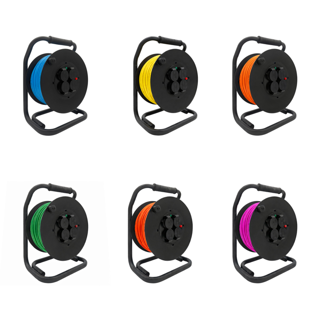 SANOS Kabeltrommel LED-Spannungsanzeige - Gummileitung PUR H07BQ-F 3G1,5mm² - 3G2,5mm² | 20 - 40 Meter | Made in Germany