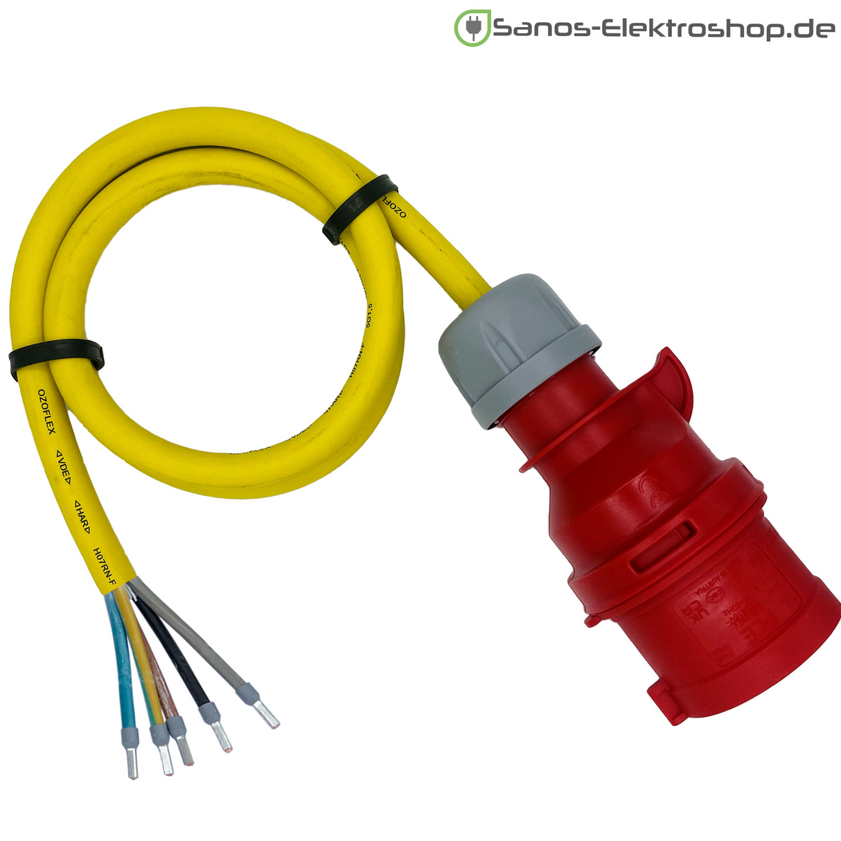 CEE-Anschlussleitung 16A- 32A 400V - Gummileitung H07RN-F 5G2,5 - 5G6 mm² | 1,00 Meter bis 10,00 Meter | verschiedene Farben