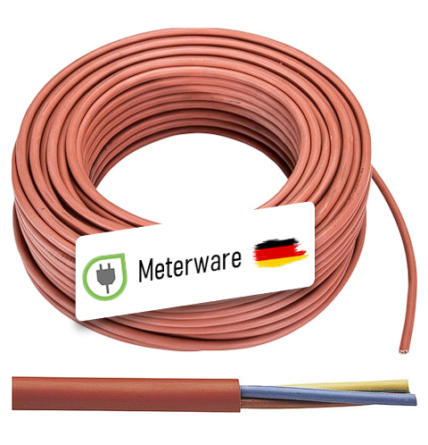 Meterware Silikon-Schlauchleitung 2x1,0, Mantel rotbraun