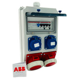 SANOS IP67 Wandverteiler ABB/PCE -  1x CEE 32A 1x CEE 16A und 2x Schukodose mit FI | SAN035