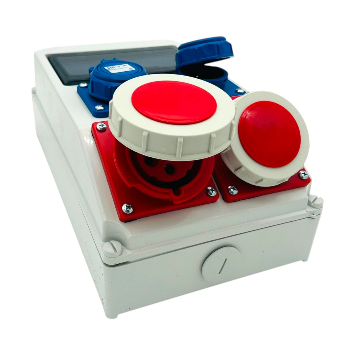 SANOS IP67 Wandverteiler ABB/PCE -  1x CEE 32A 1x CEE 16A und 2x Schukodose mit FI | SAN035