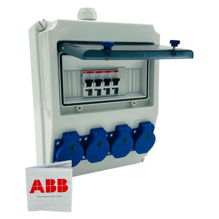 Wandverteiler SAN033 mit FI 40 A 30 mA und vier Leitungsschutzschaltern 16 A von ABB