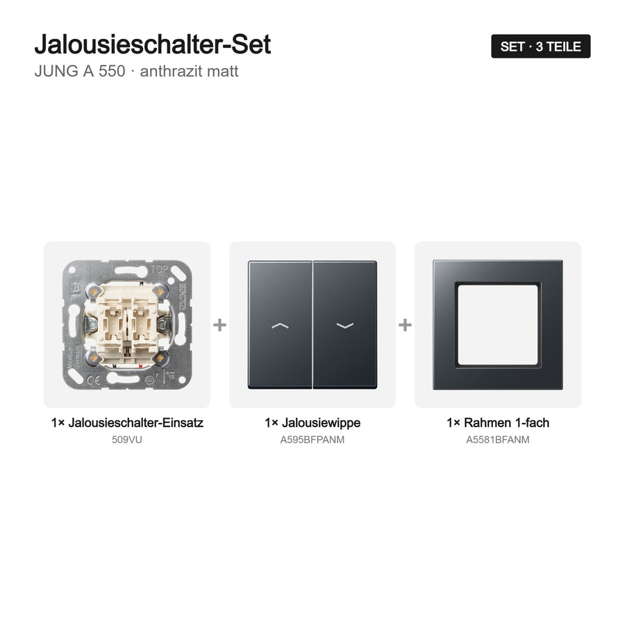 JUNG A 550 Jalousieschalter-Set anthrazit matt – Set-Inhalt