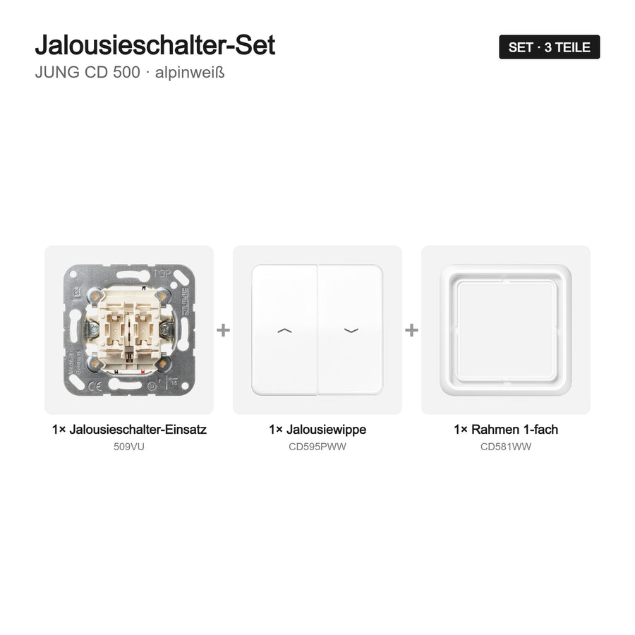 JUNG CD 500 Jalousieschalter-Set alpinweiß – Set-Inhalt