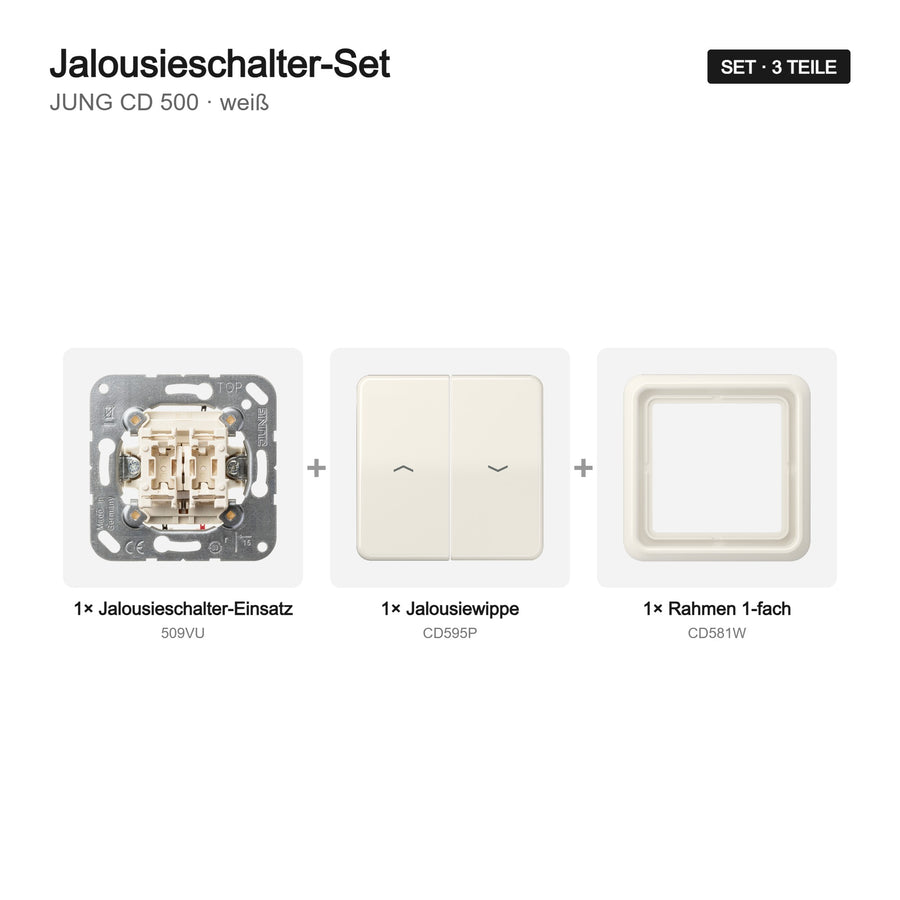 JUNG CD 500 Jalousieschalter-Set weiß (ivory) – Set-Inhalt
