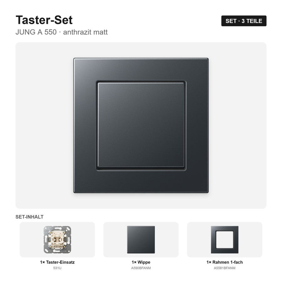 JUNG A 550 Taster-Set anthrazit matt – montiert