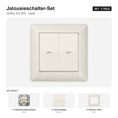 JUNG AS 500 Jalousieschalter-Set weiß (ivory) – montiert