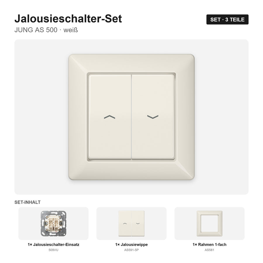 JUNG AS 500 Jalousieschalter-Set weiß (ivory) – montiert