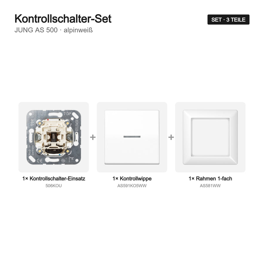 JUNG AS 500 Kontrollschalter-Set alpinweiß – Set-Inhalt