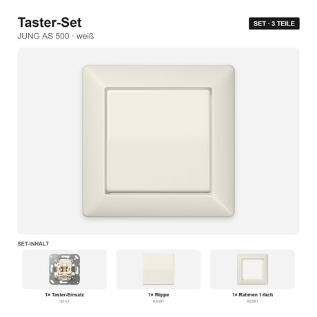 JUNG AS 500 Taster-Set weiß (ivory) – montiert