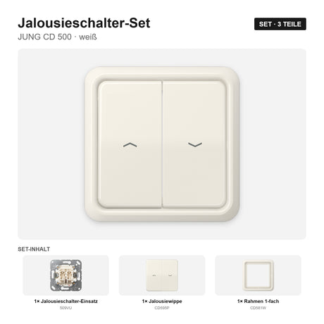 JUNG CD 500 Jalousieschalter-Set weiß (ivory) – montiert