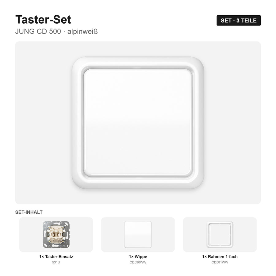 JUNG CD 500 Taster-Set alpinweiß – montiert