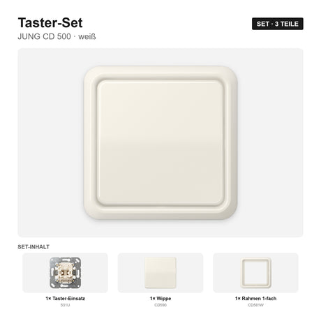 JUNG CD 500 Taster-Set weiß (ivory) – montiert