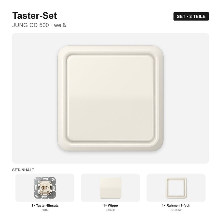 JUNG CD 500 Taster-Set weiß (ivory) – montiert