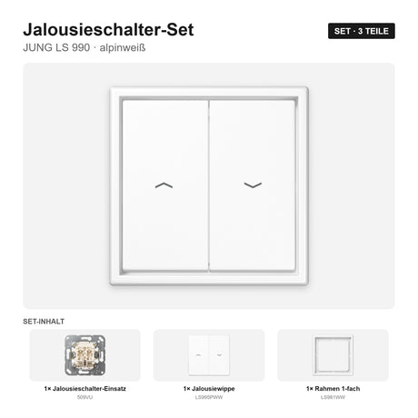JUNG LS 990 Jalousieschalter-Set alpinweiß – montiert