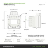 Maschinen-Steckdose, 230V, IP54, Anschluss rückseitig | PCE | verschiedene Farben
