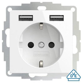 2USB 106202 USB-Steckdose, reinweiß glänzend, mit Kinderschutz - Sanos-Elektroshop.de