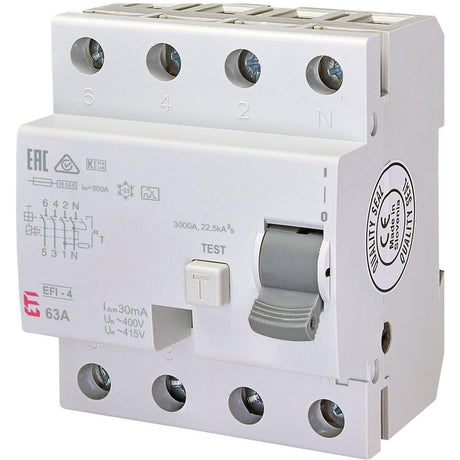 ETI Fehlerstromschutzschalter EFI-4 A 63/0,03A, 002062544 - Sanos-Elektroshop.de