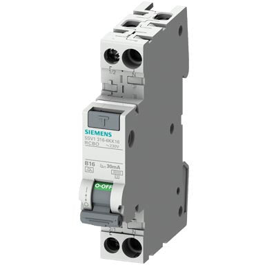 SIEMENS FI/LS-Schalter KOMPAKT, 1P+N, 6kA, B16 30mA Typ A - 5SV13166KK16 - Sanos-Elektroshop.de